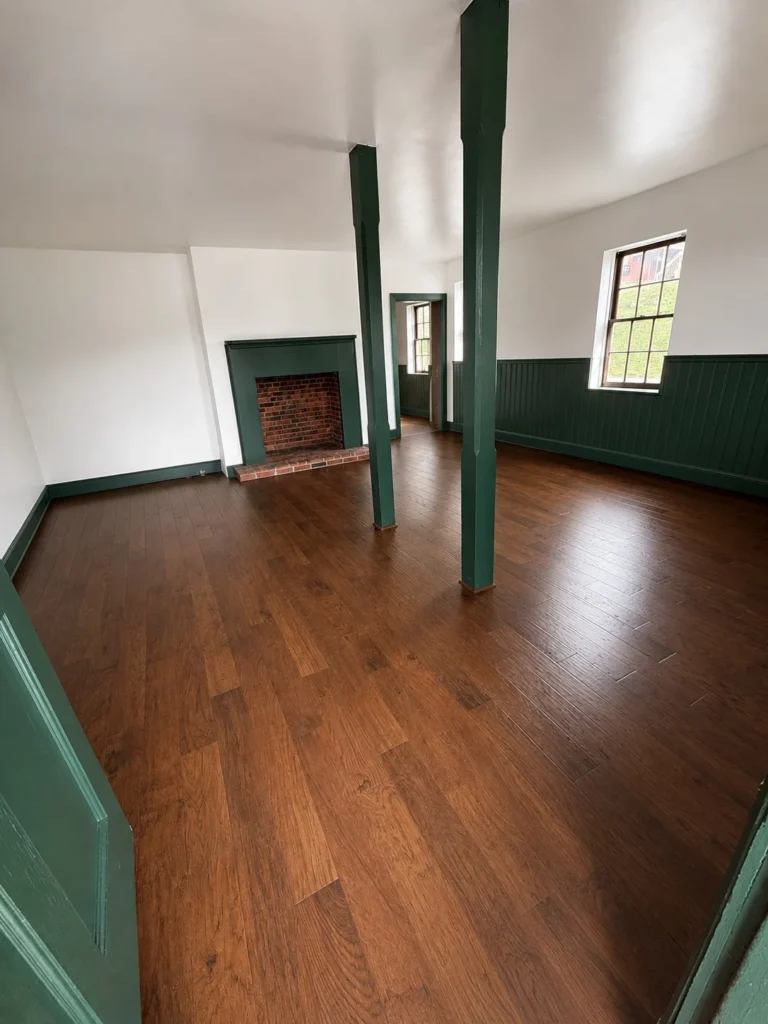 Historic office with new glue-down engineered hardwood flooring in Abingdon, VA