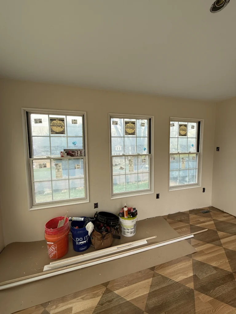 New window installation with custom interior trim in a Bristol, VA home