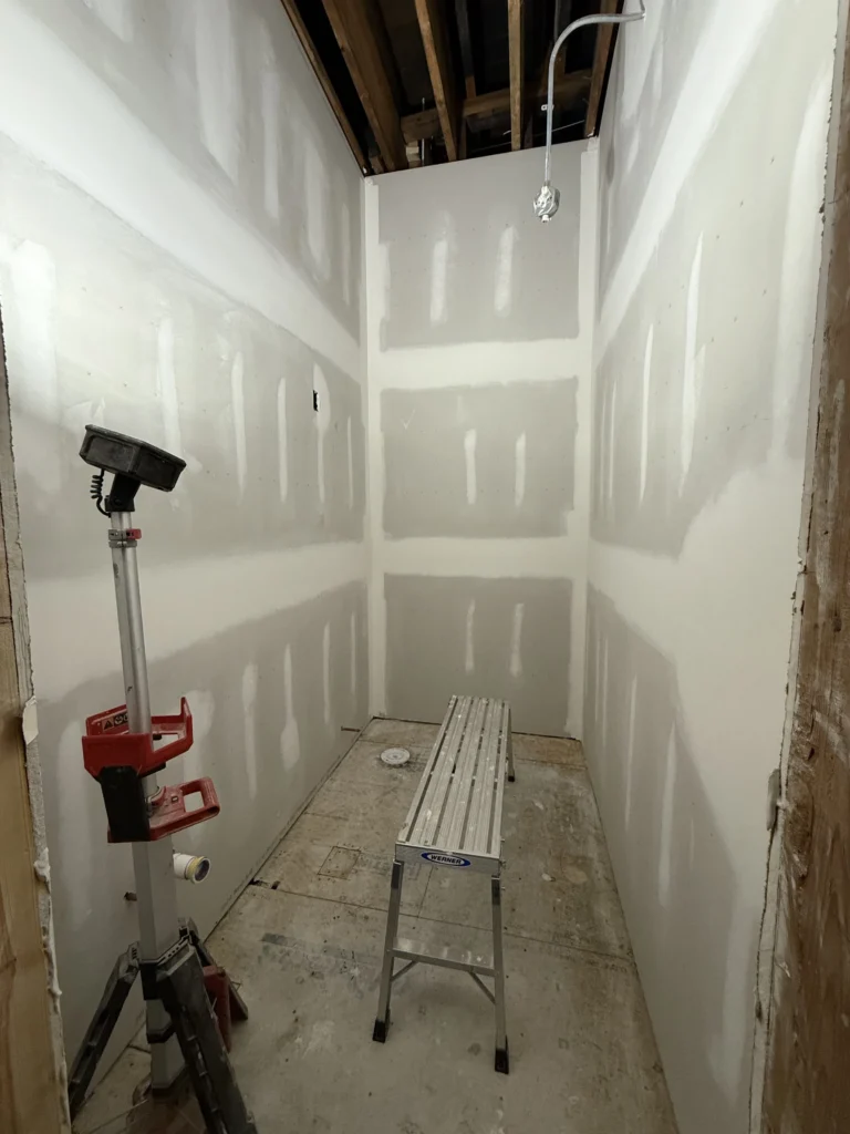 Unfinished commercial office bathroom under construction in Bristol, TN