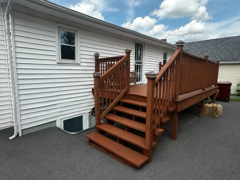 Angled view of a completed backyard deck build in Johnson City, TN