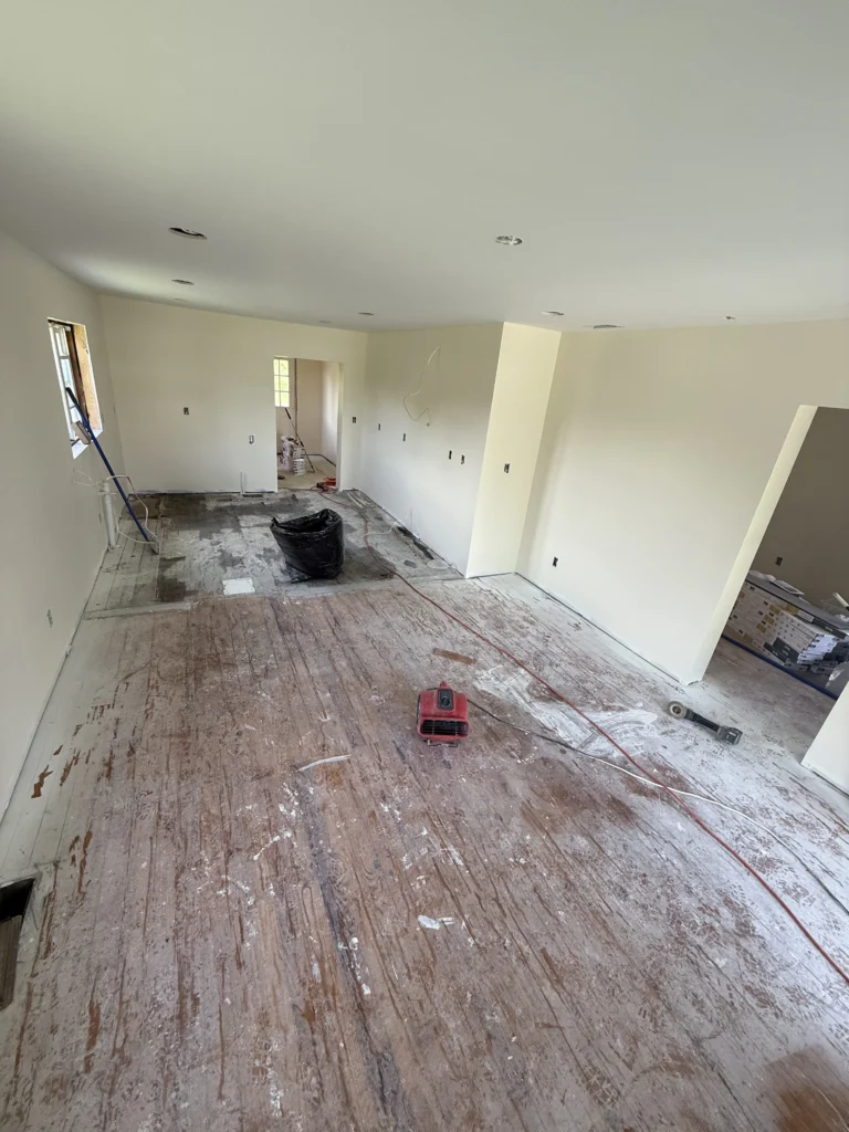 Existing subfloor before LVP flooring installation in Johnson City, TN