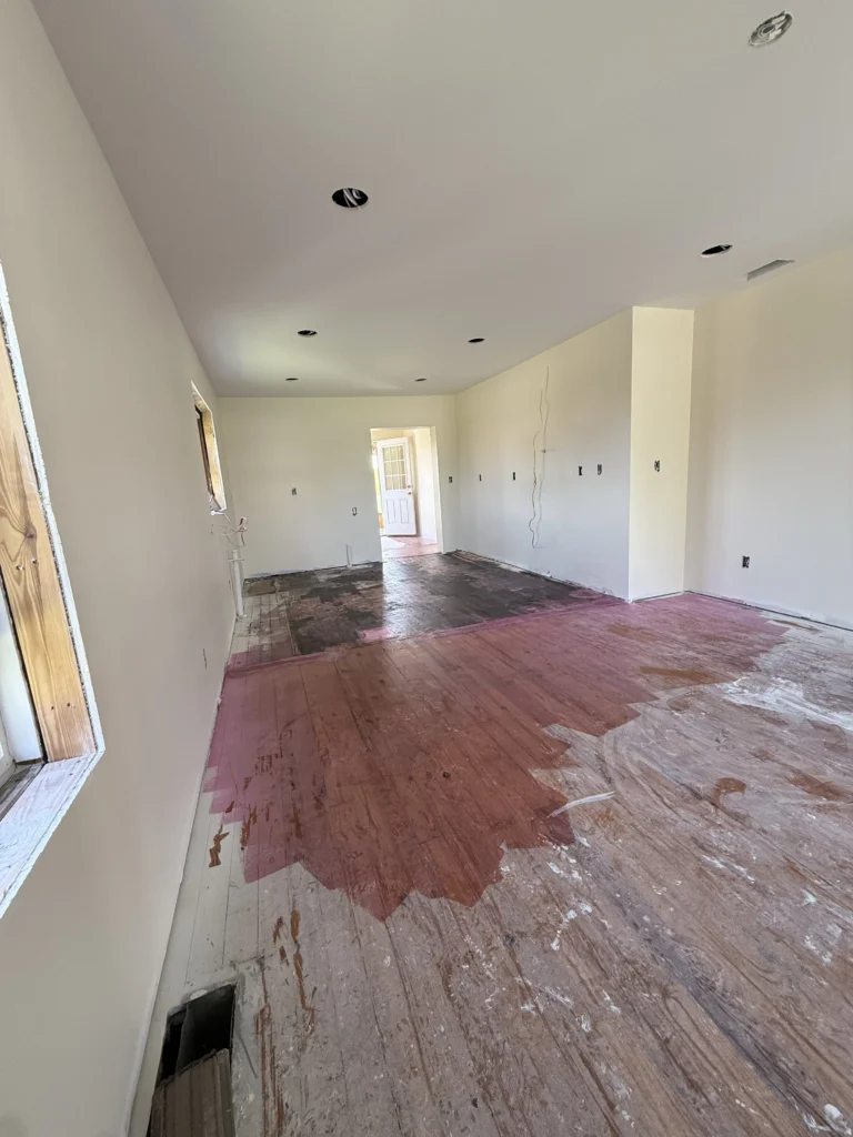 Subfloor preparation before luxury vinyl plank flooring installation in Johnson City, TN